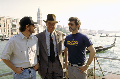 Steven Spielberg, Harrison Ford, George Lucas în Indiana Jones and the Last Crusade