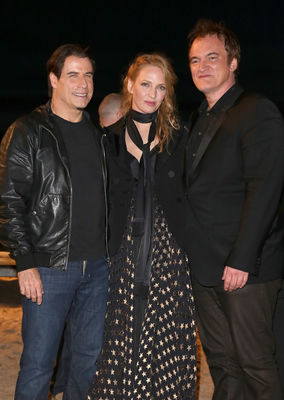 John Travolta, Uma Thurman, Quentin Tarantino în Pulp Fiction