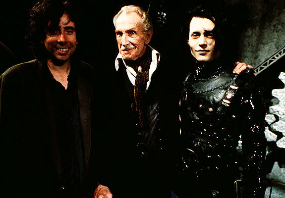 Tim Burton, Vincent Price, Johnny Depp în Edward Scissorhands