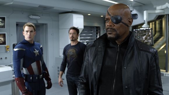 Chris Hemsworth, Robert Downey Jr., Samuel L. Jackson în The Avengers