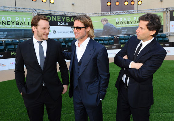Brad Pitt, Bennett Miller, Chris Pratt în Moneyball