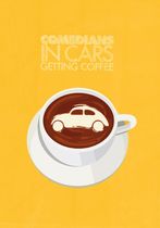 Comedieni în mașini la o cafea