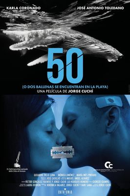 50 o dos ballenas se encuentran en la playa poster