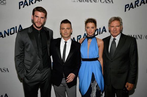 Liam Hemsworth, Robert Luketic, Amber Heard, Harrison Ford în Paranoia