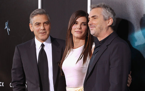 George Clooney, Sandra Bullock, Alfonso Cuarón în Gravity