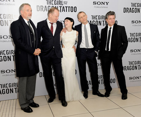 David Fincher, Stellan Skarsgård, Rooney Mara, Daniel Craig, Steven Zaillian în The Girl with the Dragon Tattoo