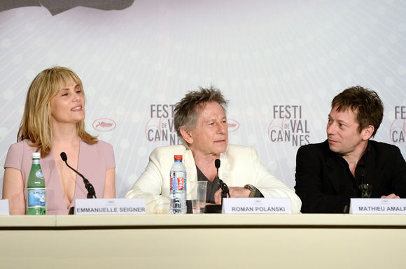 Roman Polanski, Mathieu Amalric, Emmanuelle Seigner în Venus in Fur