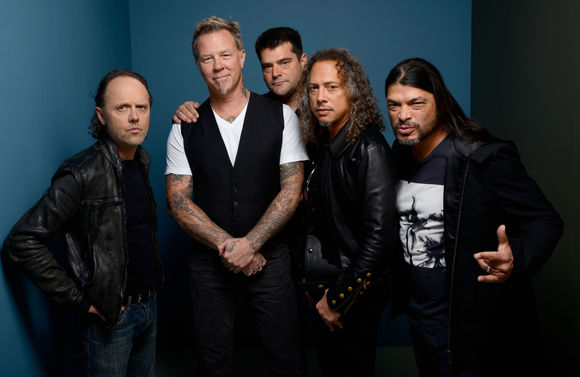 Lars Ulrich, James Hetfield, Nimród Antal, Kirk Hammett, Robert Trujillo în Metallica Through the Never